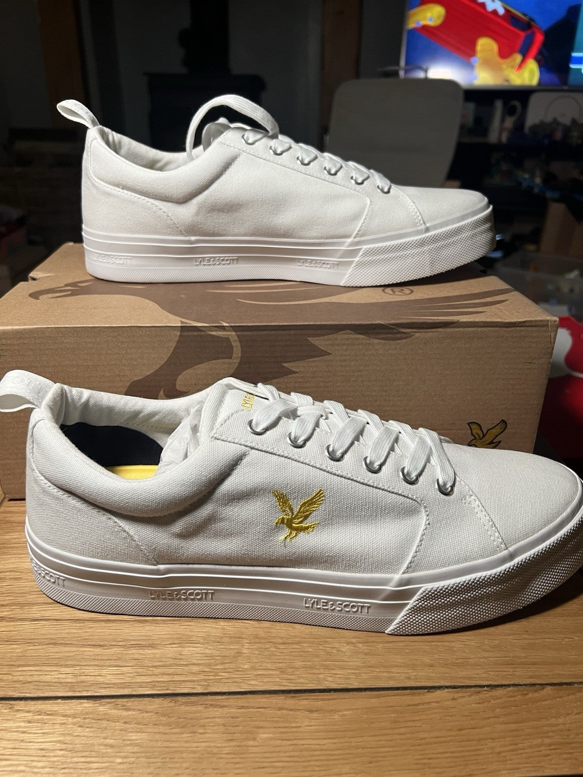 Lyle Scott Men's Aurea Sneakers White, Low Top, Lace-Up, UK 10/Eu 44/Us 11 Bnib1