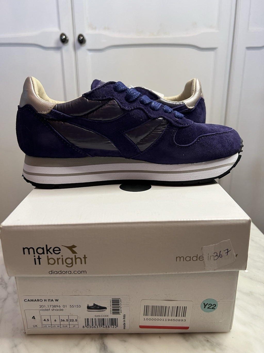 Diadora Heritage Camaro Violet Swarovski Cyrstal Trainers Uk 4 Bnib RRP £230 New1
