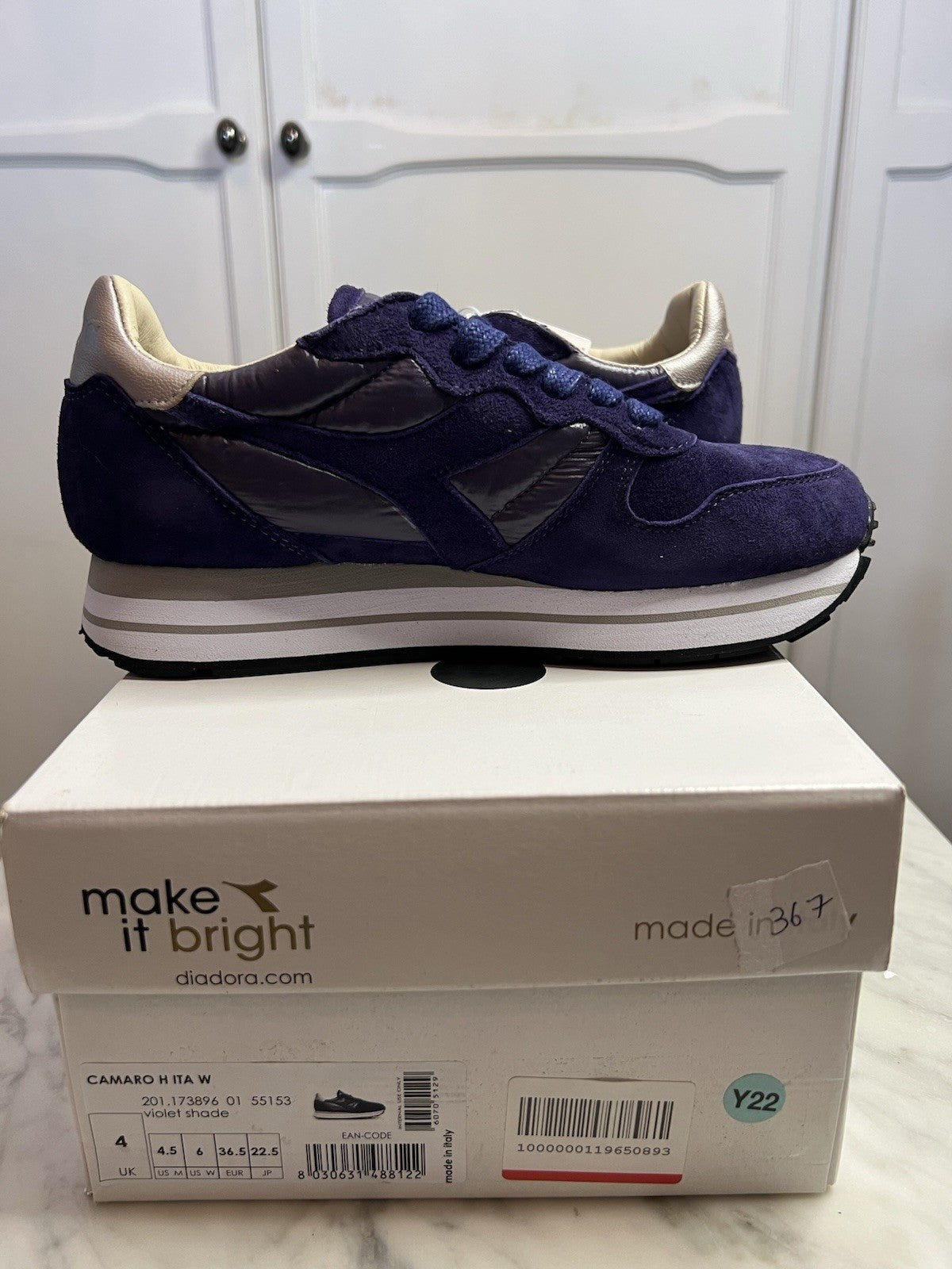 Diadora Heritage Camaro Violet Swarovski Cyrstal Trainers Uk 4 Bnib RRP £230 New1