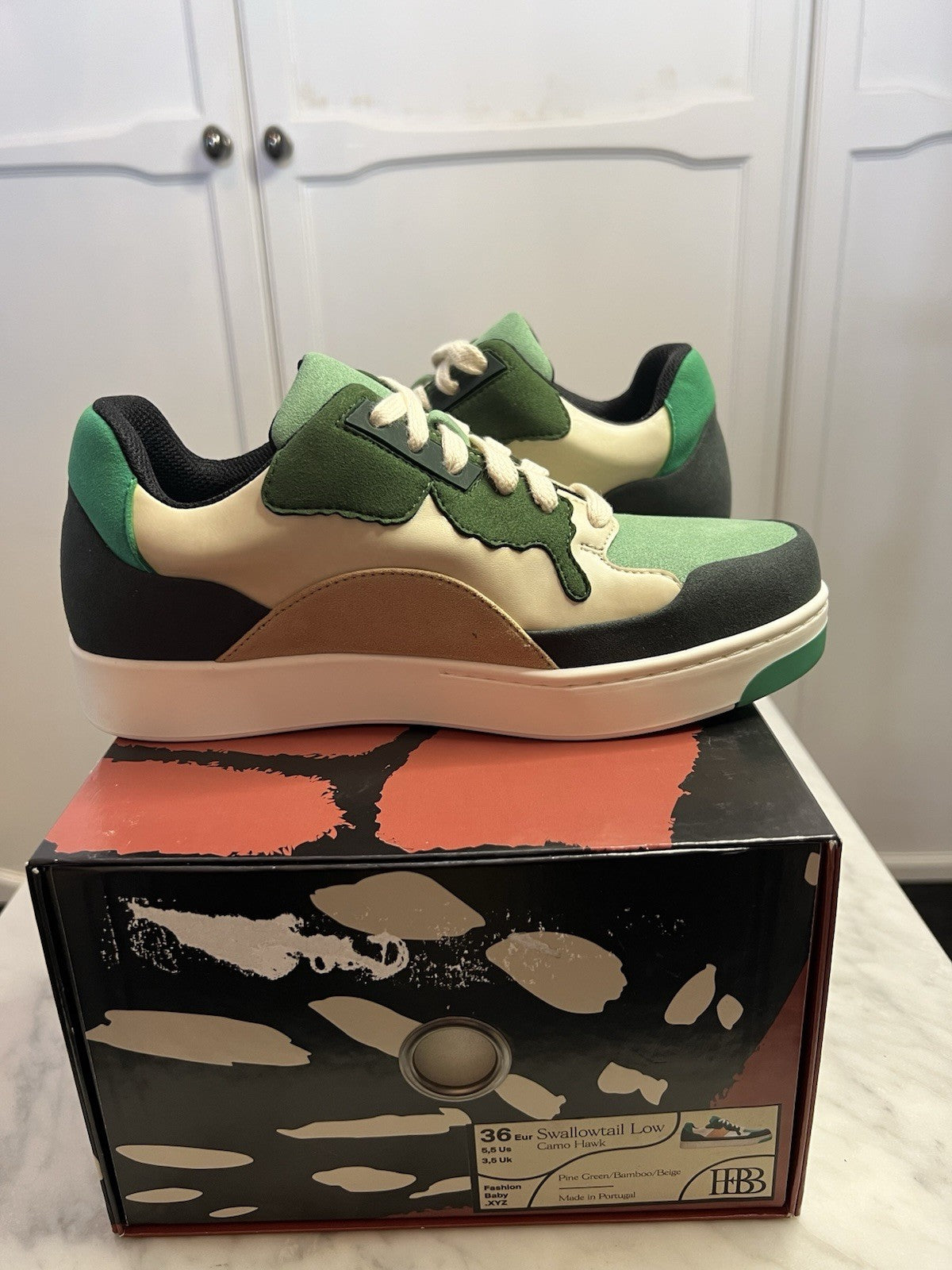 Fashion Baby Swallowtail Low Camp Hawk Pine Green/Bamboo/Beige Uk 3.5 Bnib New1
