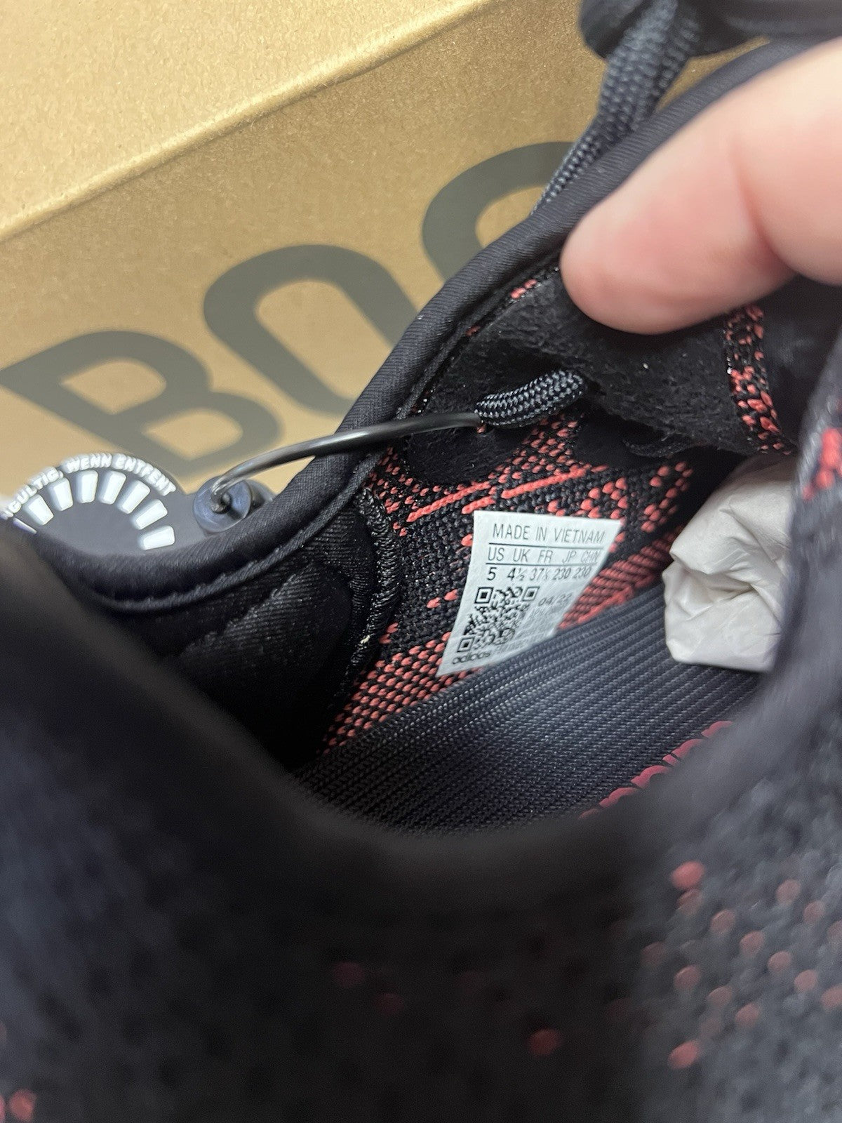 Adidas Yeezy Boost 350 V2 Core Black Red Stripe BY9612 Uk 4.5 Bnib Authentic5