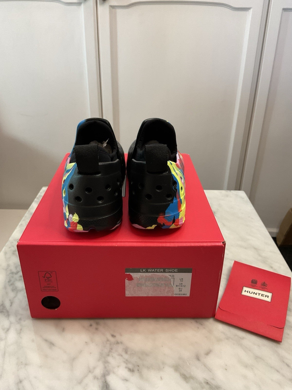 Hunter Kids Water Shoes Marble Effect, Size UK10, Removable Lining Socks New3