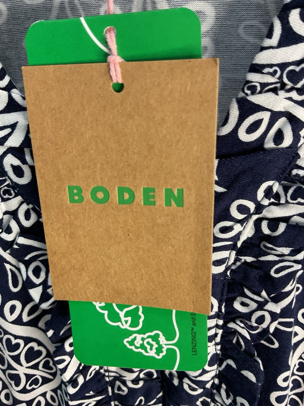 Boden Nicola Tea Dress Paisley Heart Size 10R Navy White Rrp £98.00 Bnwt5