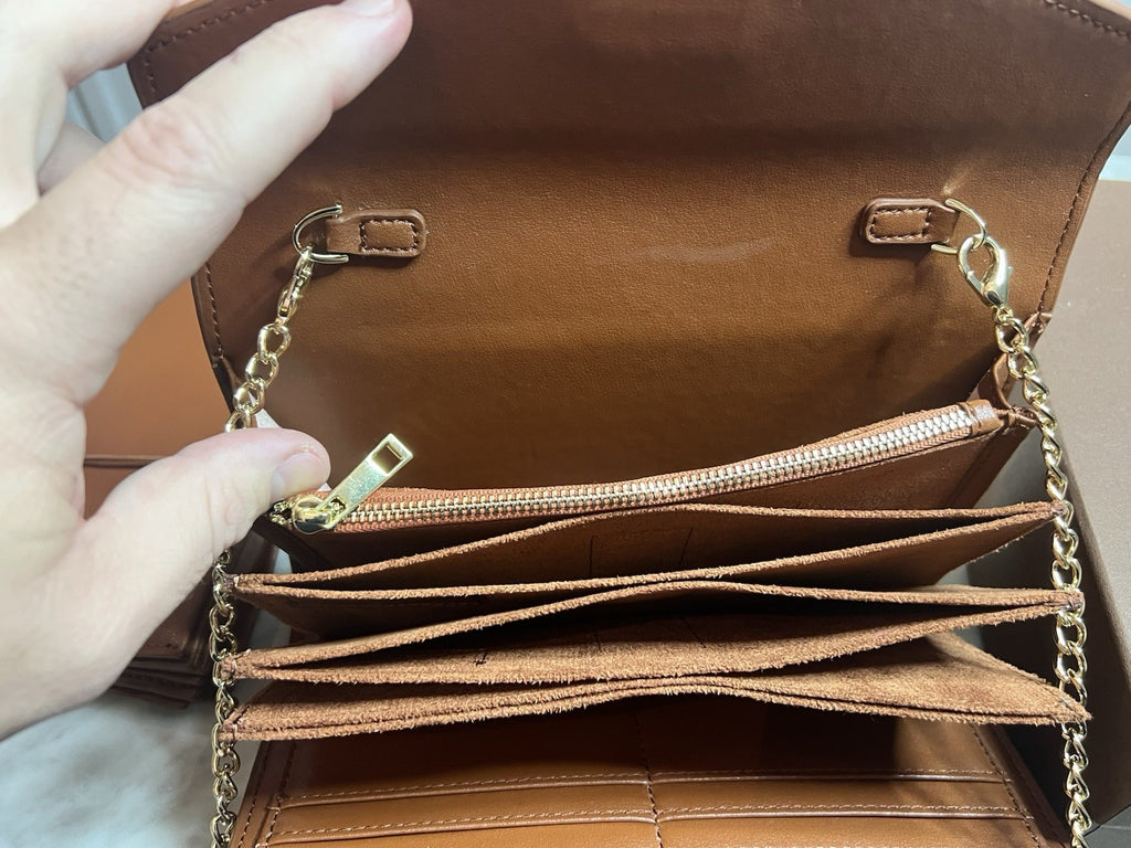Arte Brown Leather Multrees Croc Effect Chain Purse & Wallet Brand New Boxed4