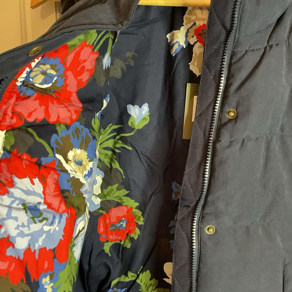 Joules Higham Women's Padded Gilet Marine Navy Floral Lining Uk18 Bnwt5