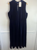 Seasalt Navy Ivy Trail Sleeveless Velvet Dress Size 20 Petite Rrp £85.950