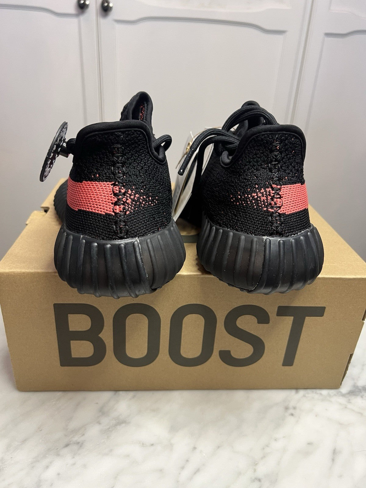 Adidas Yeezy Boost 350 V2 Core Black Red Stripe BY9612 Uk 4.5 Bnib Authentic3