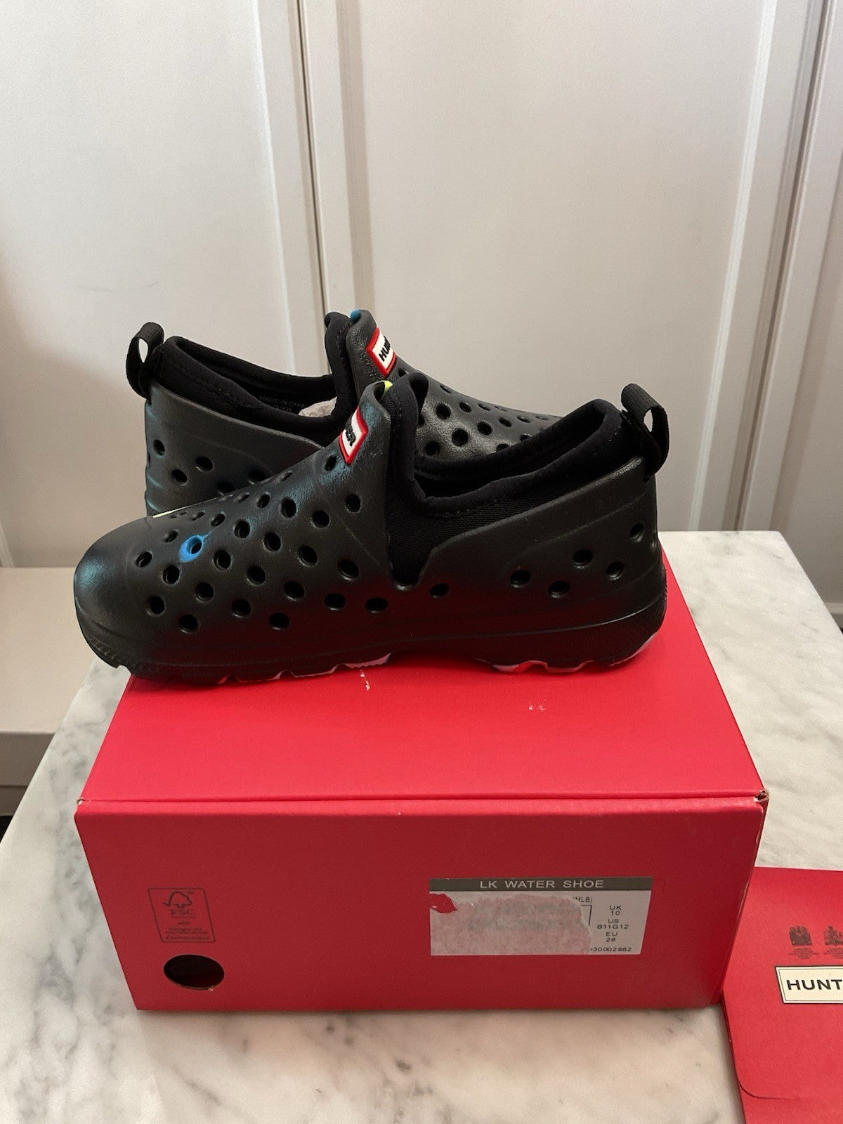 Hunter Kids Water Shoes Marble Effect, Size UK10, Removable Lining Socks New2