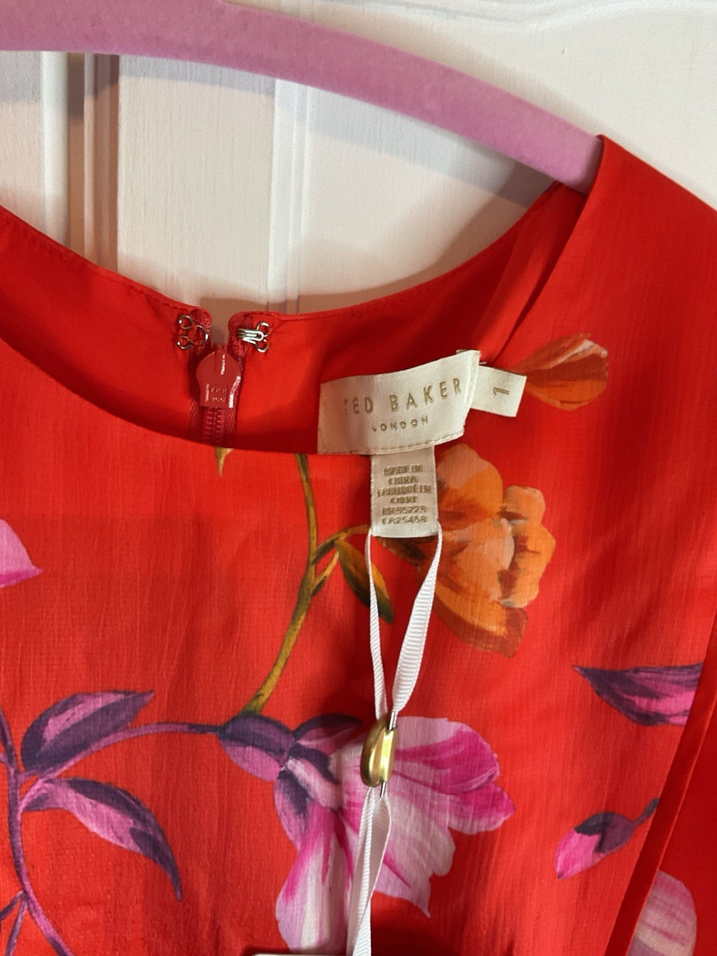 Ted Baker Mira Brt Orange Rhubarb Mini Dress Size UK 8 Bnwt Rrp £1592