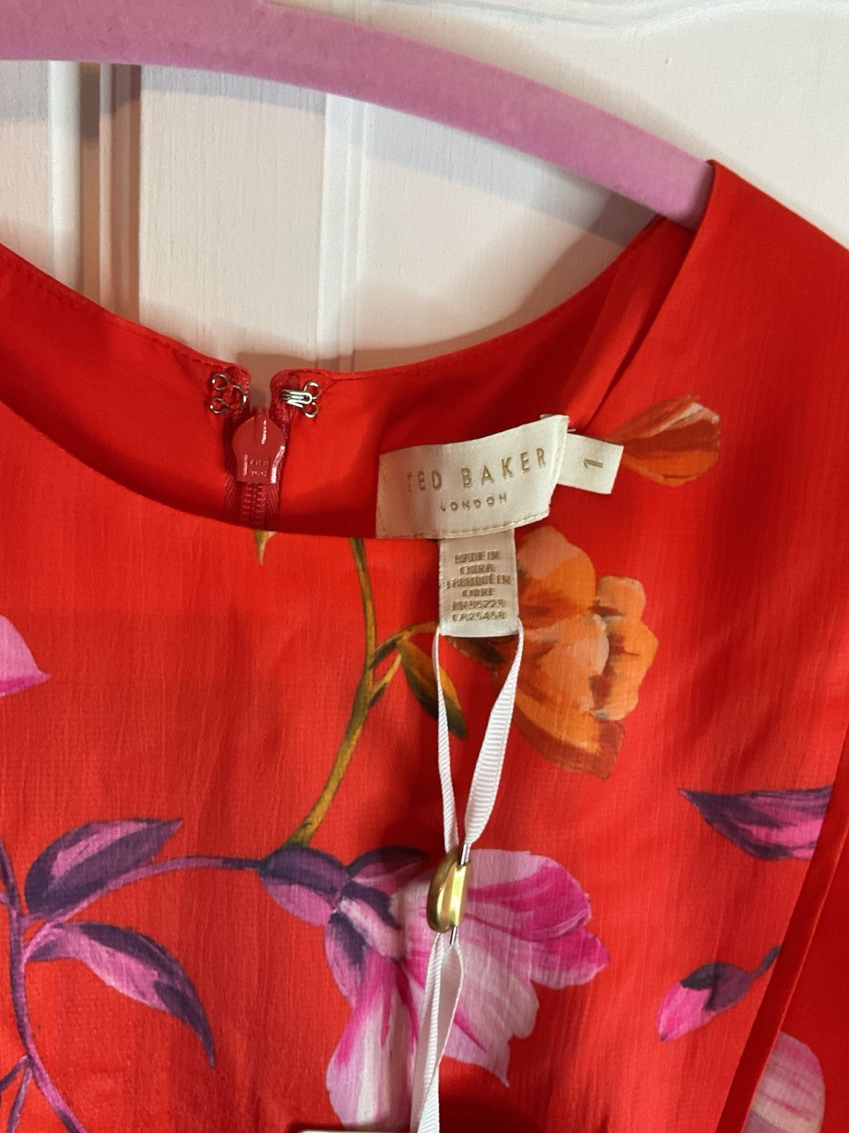 Ted Baker Mira Brt Orange Rhubarb Mini Dress Size UK 8 Bnwt Rrp £1592