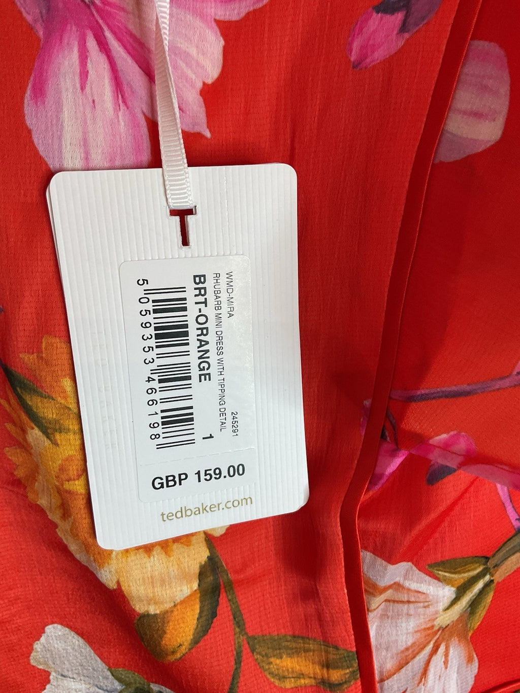 Ted Baker Mira Brt Orange Rhubarb Mini Dress Size UK 8 Bnwt Rrp £1595