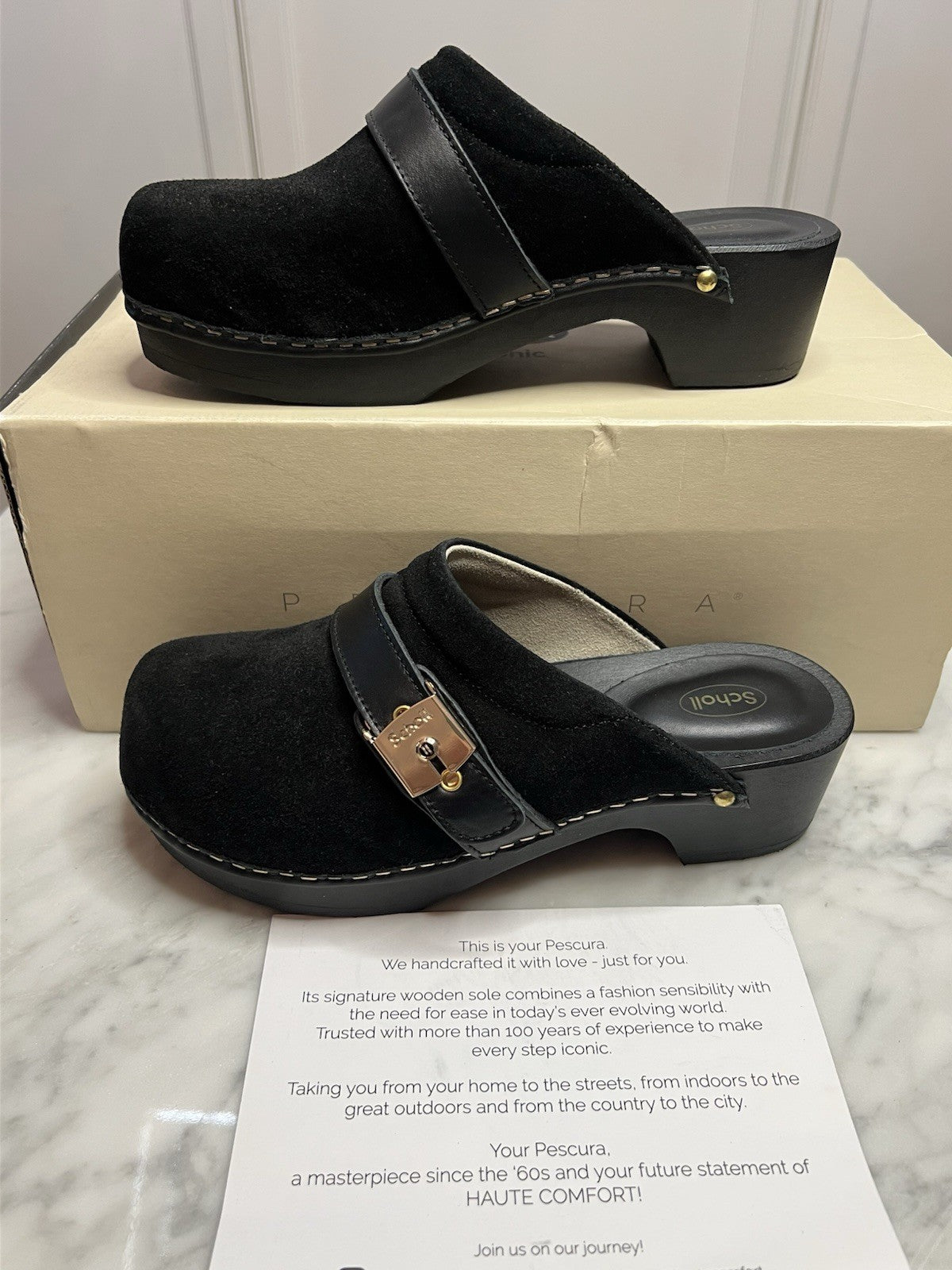 Scholl Pescura Clog 50 Black Uk 3.5 Eu 36 Brand New In Box0