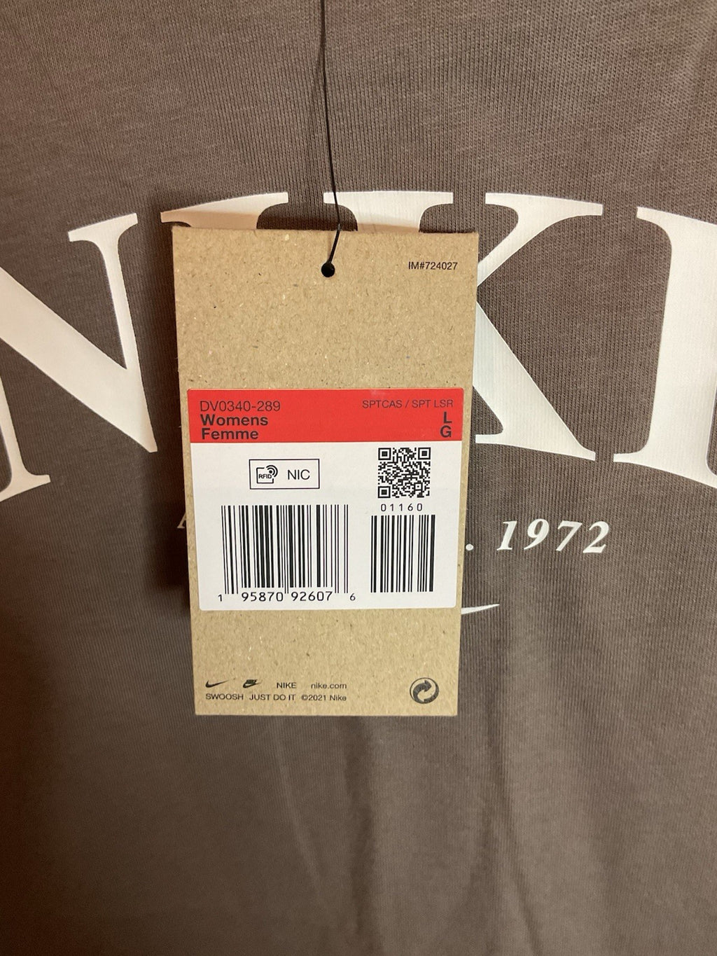 Nike Ladies Brown Cropped Top Size L Bnwt3