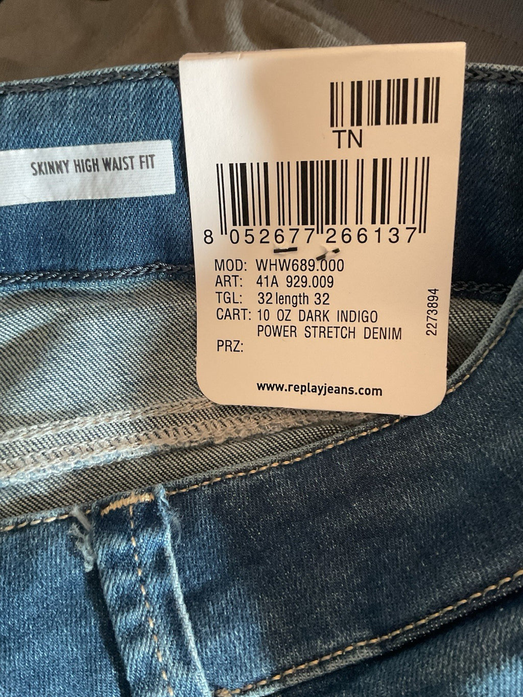 LADIES Skinny REPLAY LUZIEN High Waist JEANS (W32 L32) Bnwt5
