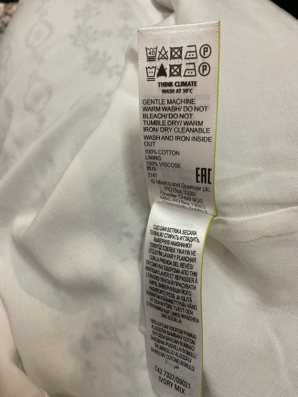 New M&S Collection Paisley Ivory Mix Cotton Shirt Midi Dress Size 24 Rrp £49.504