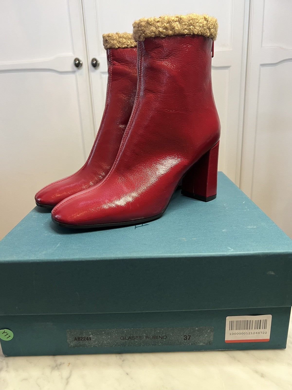 A.BOCCA Red Patent Leather Ankle Boots Shearling Lined – EU 37 UK 4- £550 Bnib 1