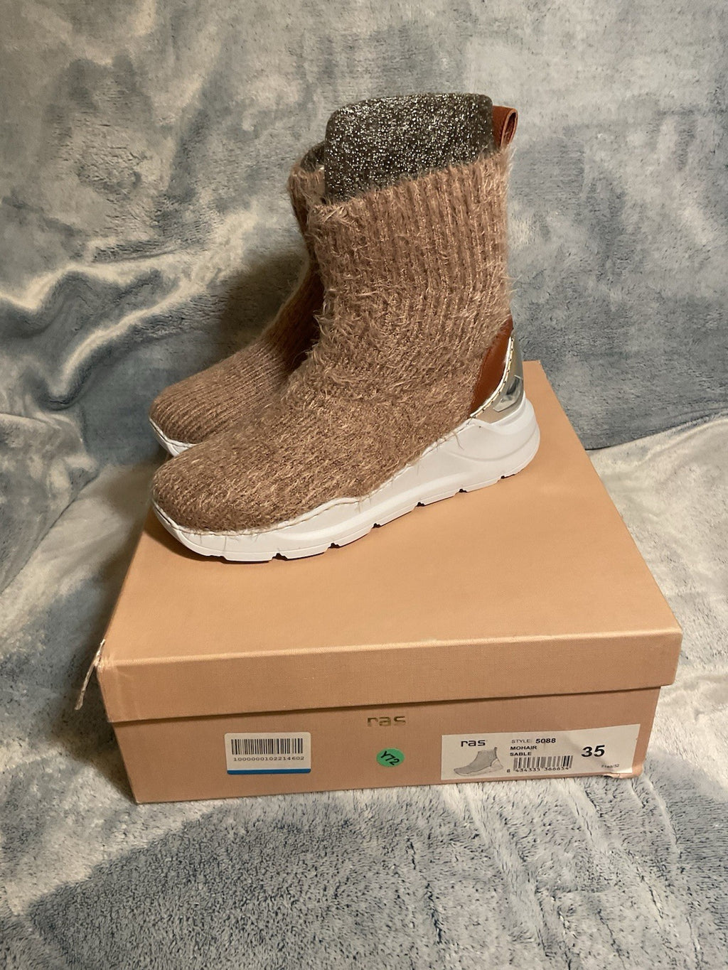 Ras Mohair Sable Sock Boots 5088 Uk 2.5 Eu35 Women's Shoes Bnib Designer New1