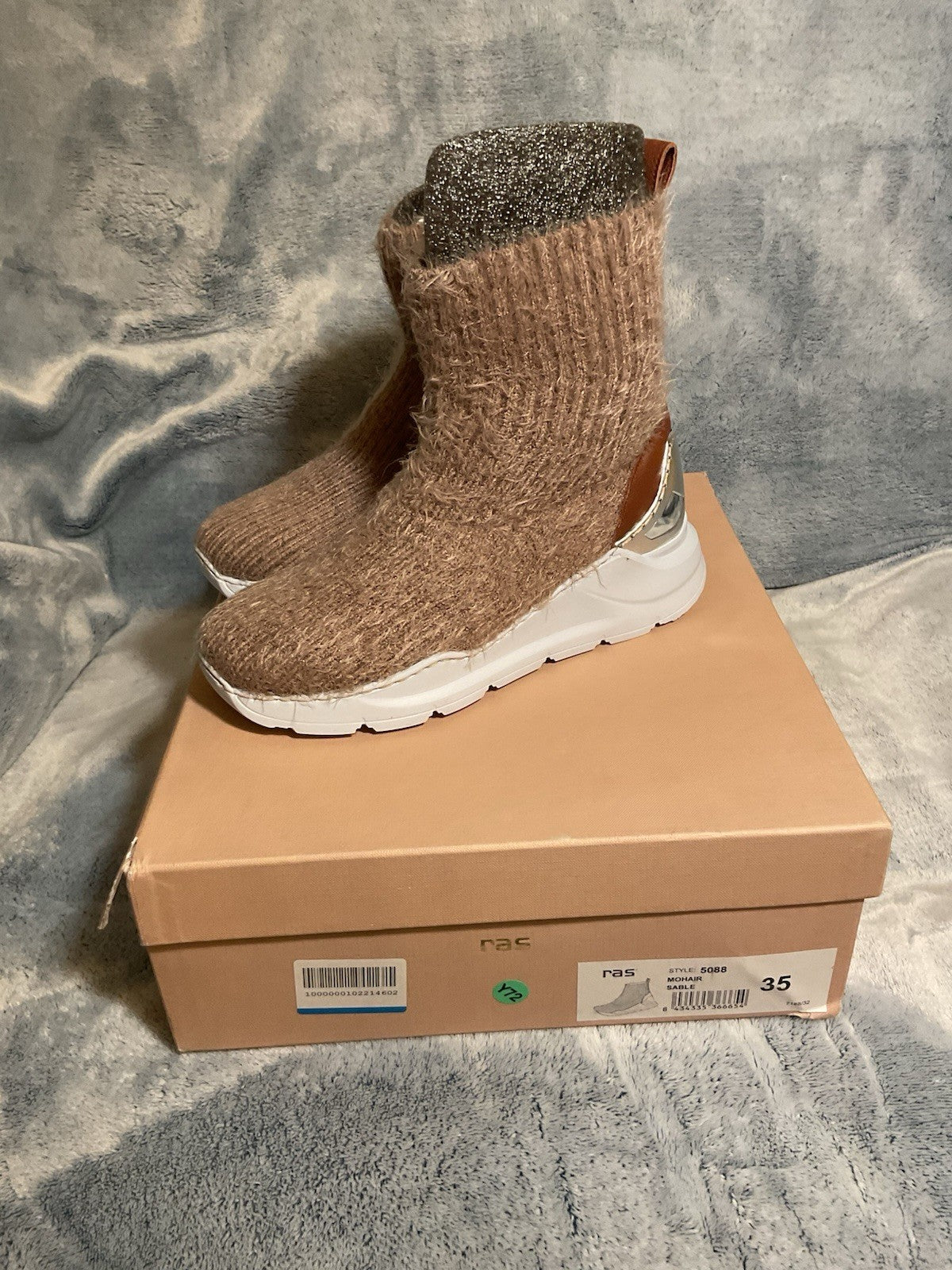 Ras Mohair Sable Sock Boots 5088 Uk 2.5 Eu35 Women's Shoes Bnib Designer New1