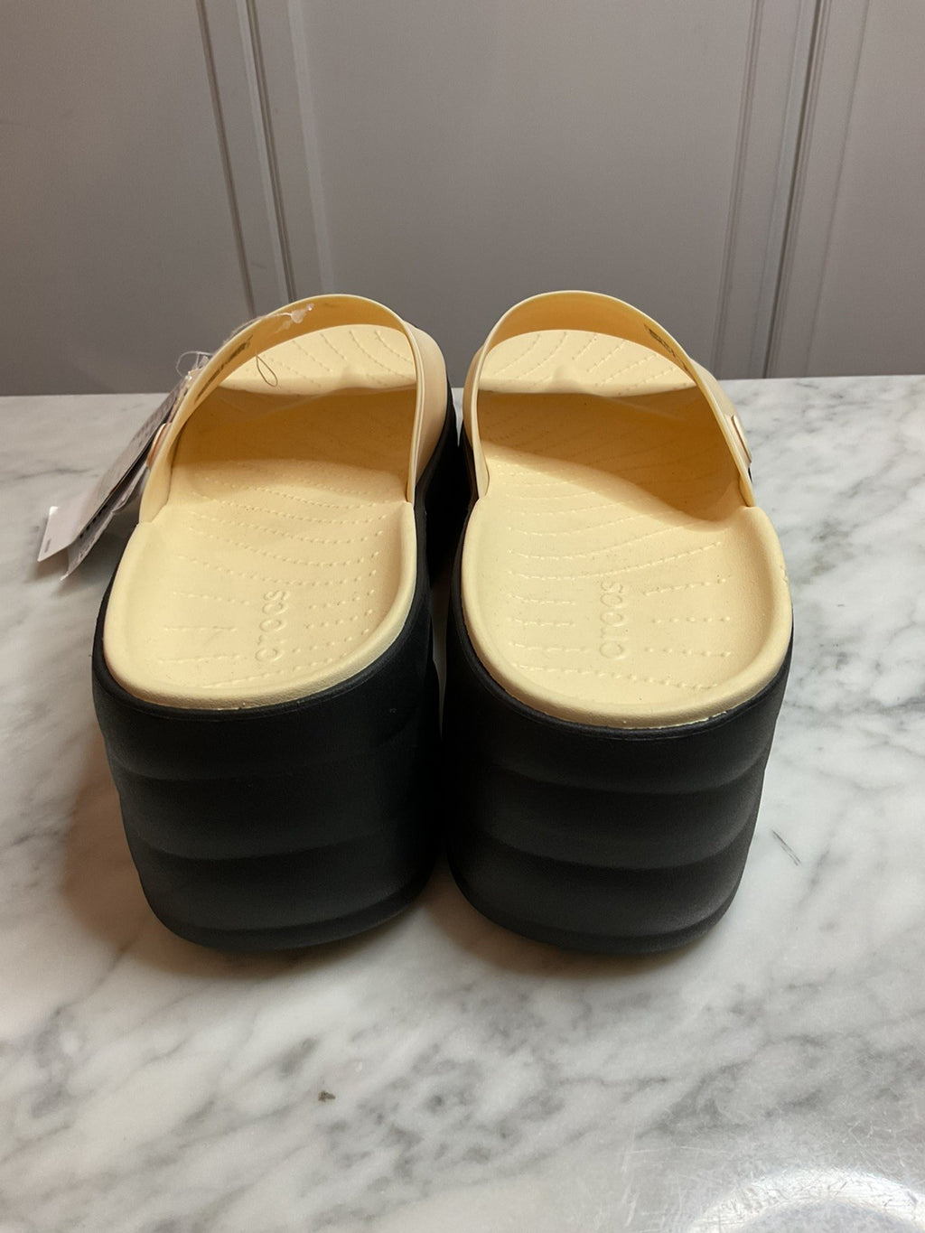 Crocs Skyline Slide 208182-1LG Ladies Vanilla And Black Slider Sandals UK 7 -New3