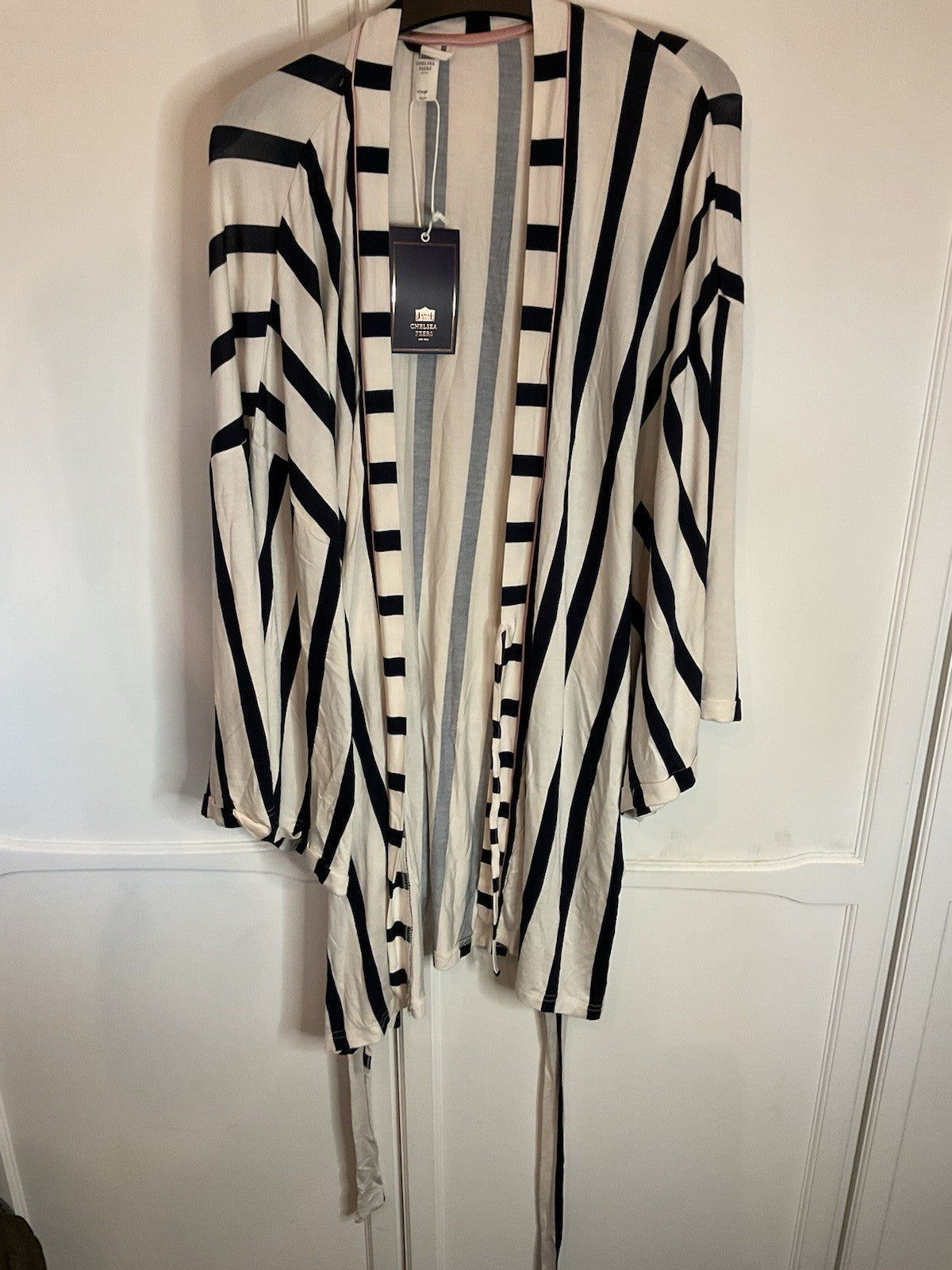 Chelsea Peers Lux Strip Women’s Dressing Gown Navy & Cream Size XL New With Tags0