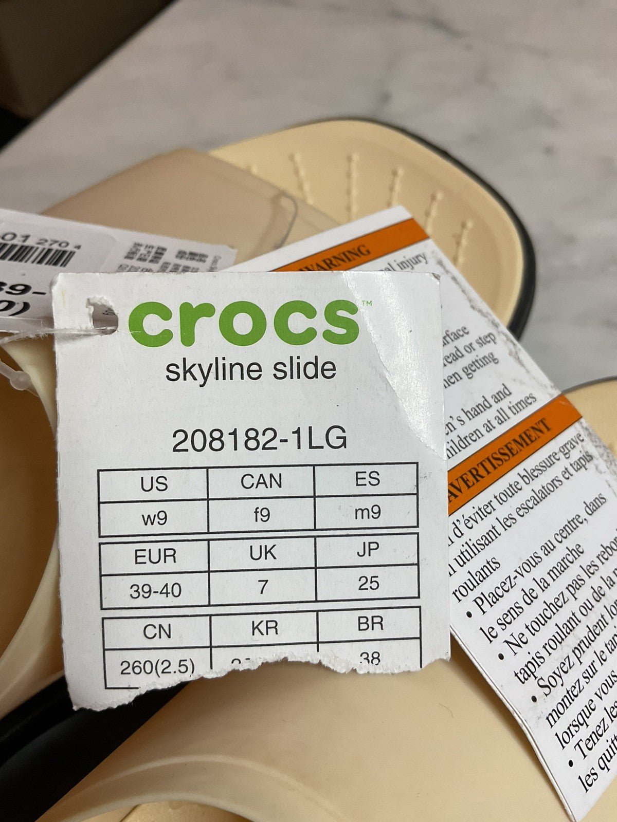 Crocs Skyline Slide 208182-1LG Ladies Vanilla And Black Slider Sandals UK 7 -New8