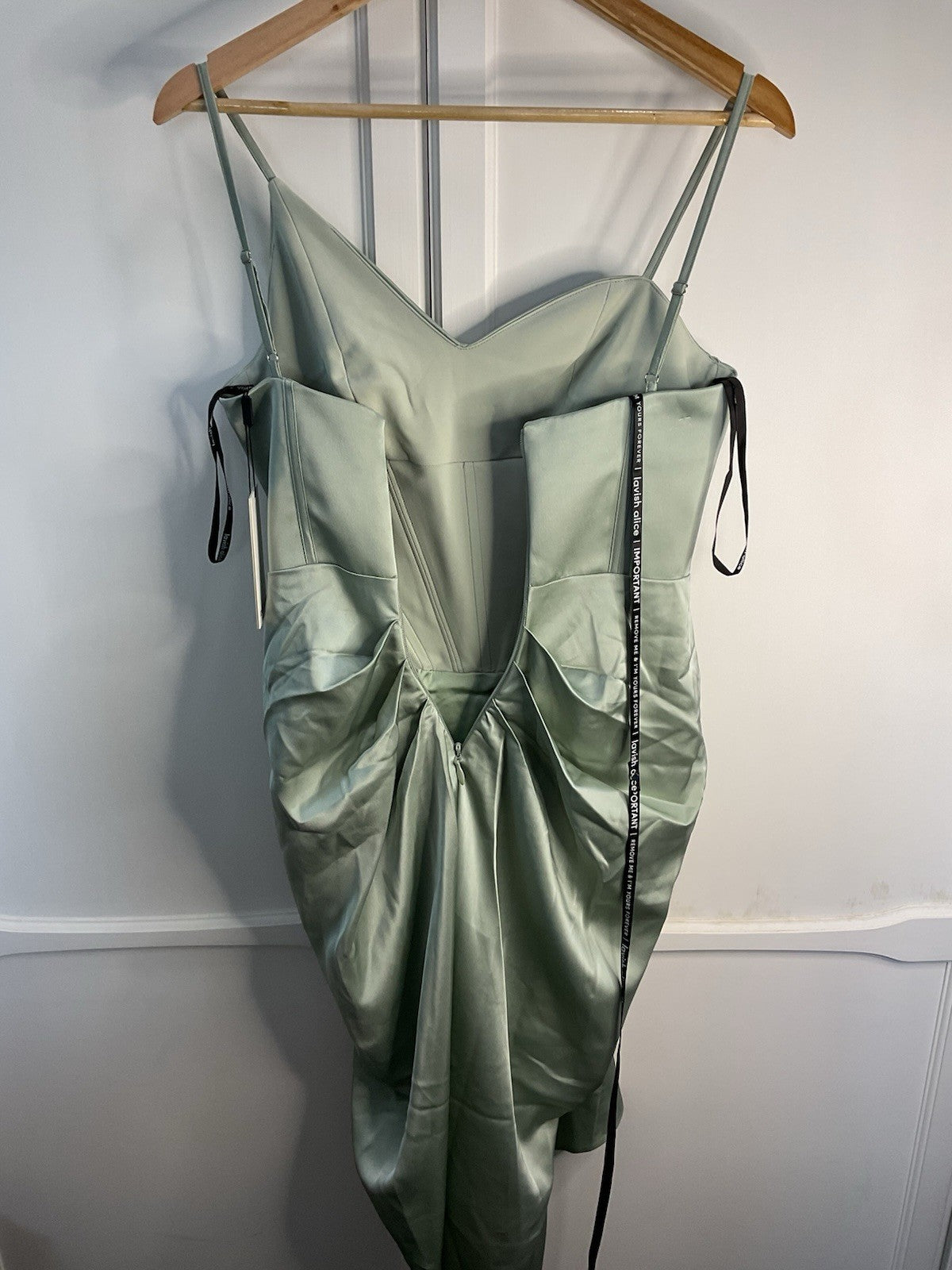 Lavish Alice Asymmetric Cowl Neck Draped Midi Dress Sage UK 8 Bnwt2
