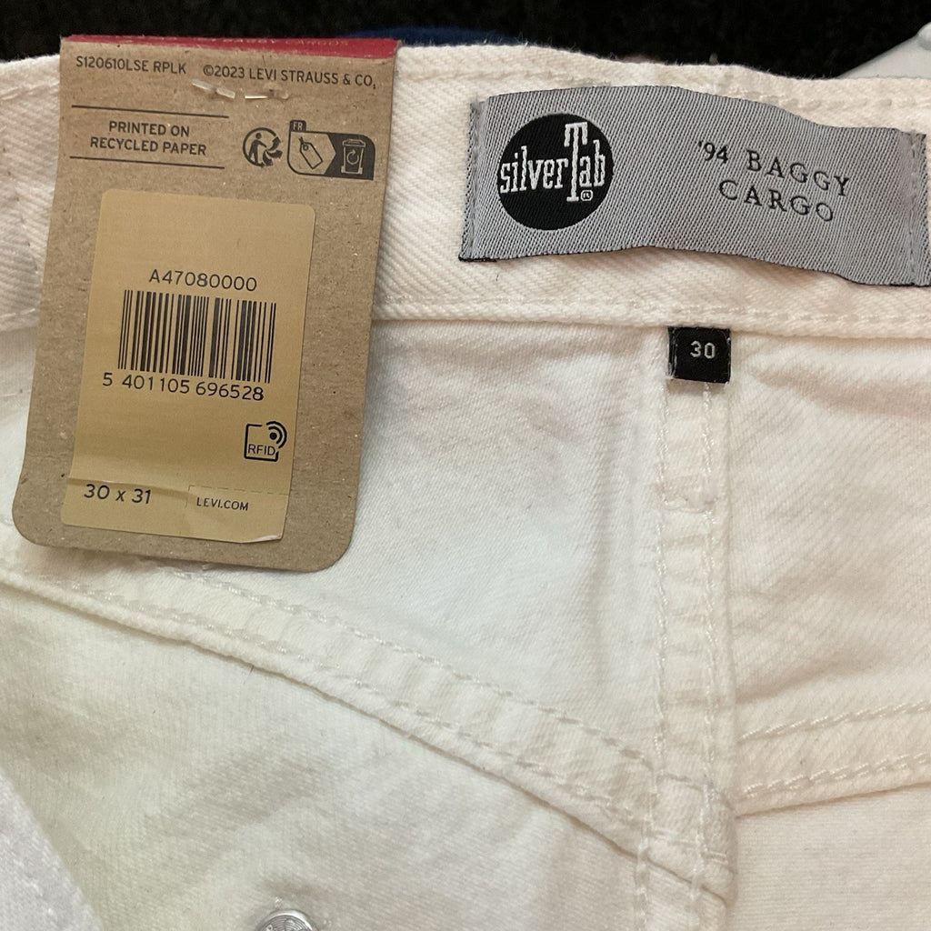Levis Vintage Y2K SilverTab  94’s Loose Fit unisex W30x31 Baggy Ivory White Bnwt9