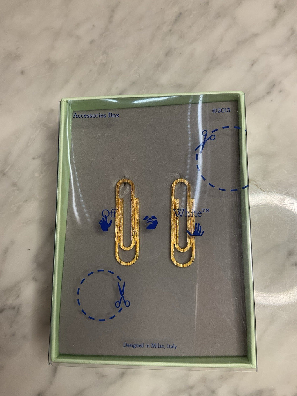 Off-White Double Paperclip Earrings Gold Tone, Brand New Never Been Worn, 100%0