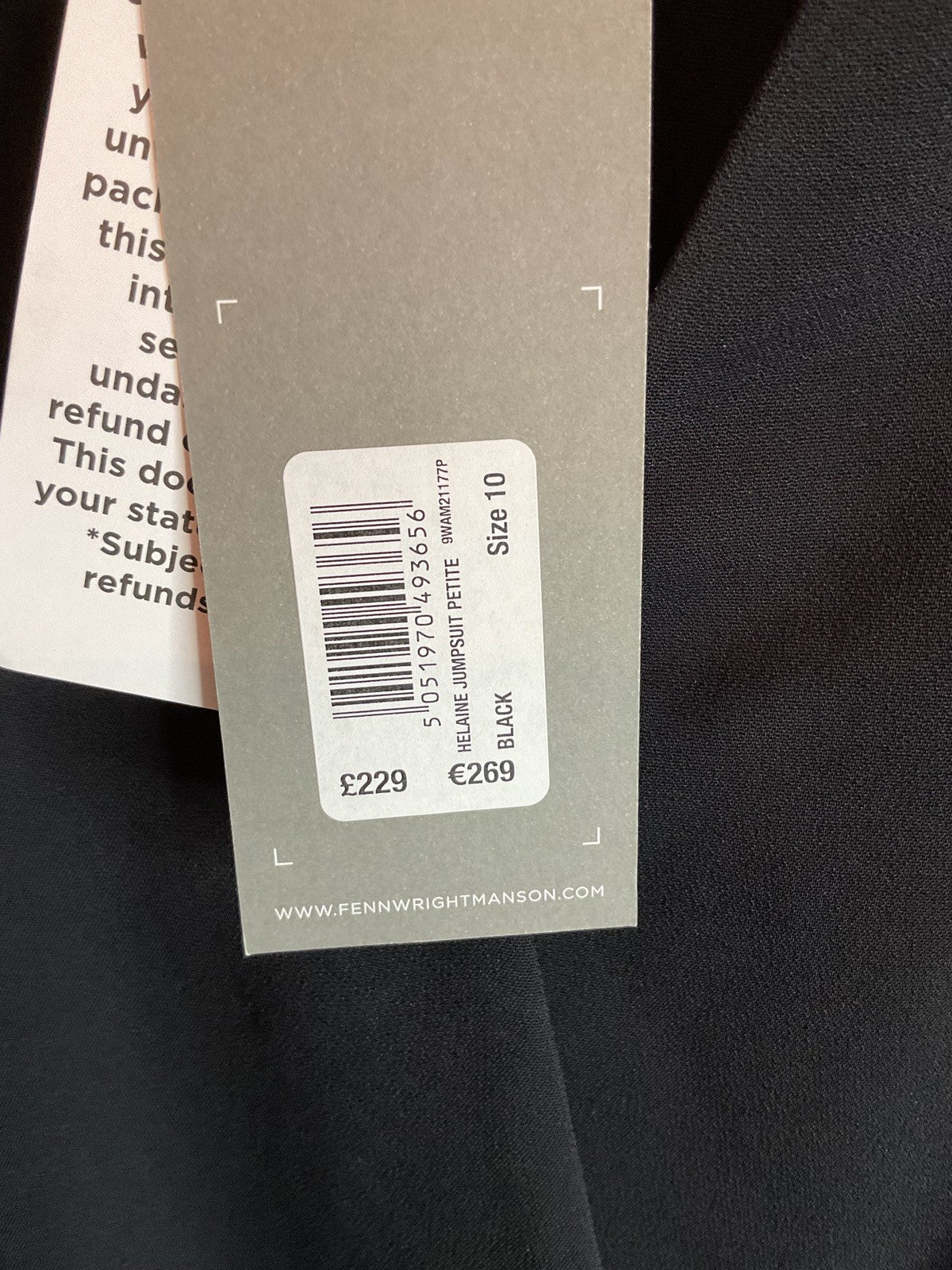 Fenn Wright Manson Helaine Petite Jumpsuit Black UK 10 Bnwt Rrp £229.006
