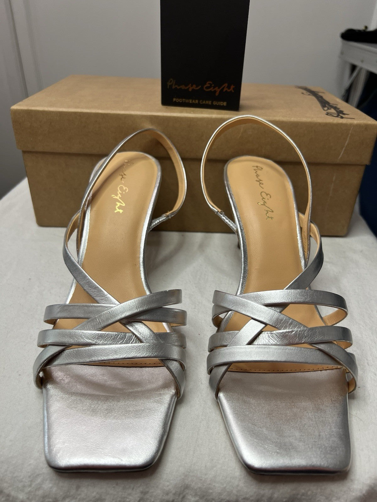 Phase Eight Women's Silver Sling Back Sandals Uk 7 Brand New In A Box.1