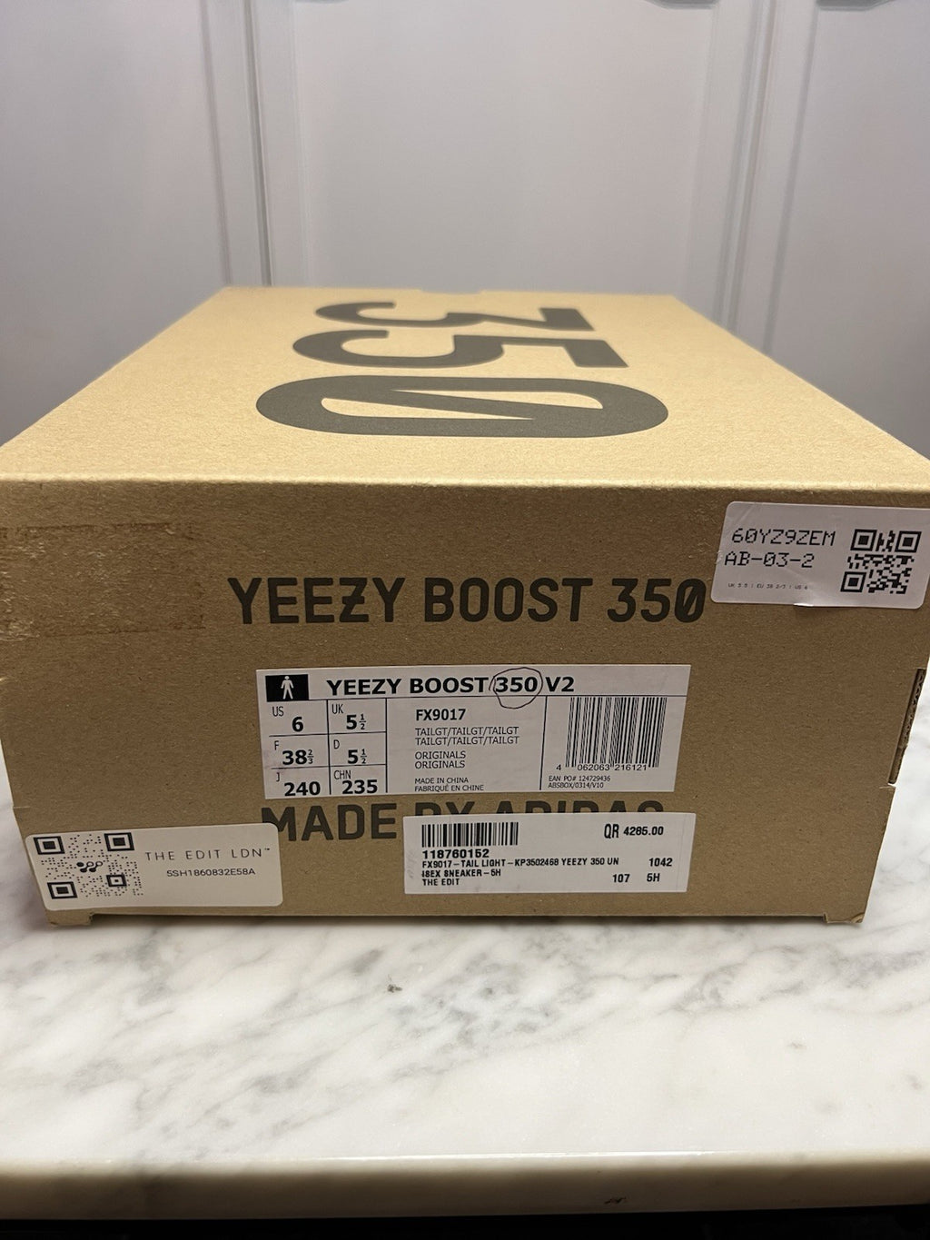 Adidas Yeezy Boost 350 V2 Tail Light Uk 5.5 Fx9017 100% Authentic Rare Bnib6