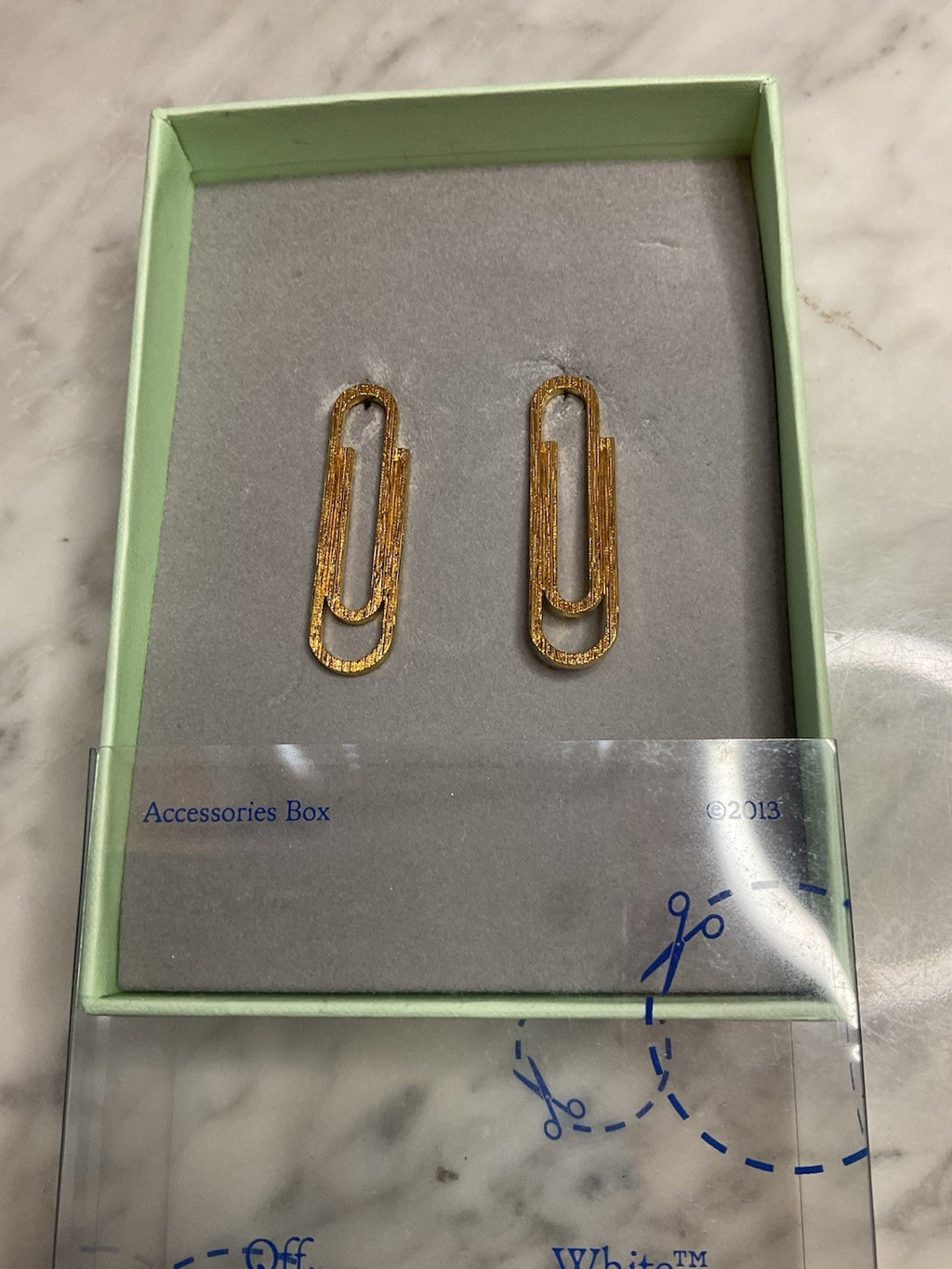 Off-White Double Paperclip Earrings Gold Tone, Brand New Never Been Worn, 100%3