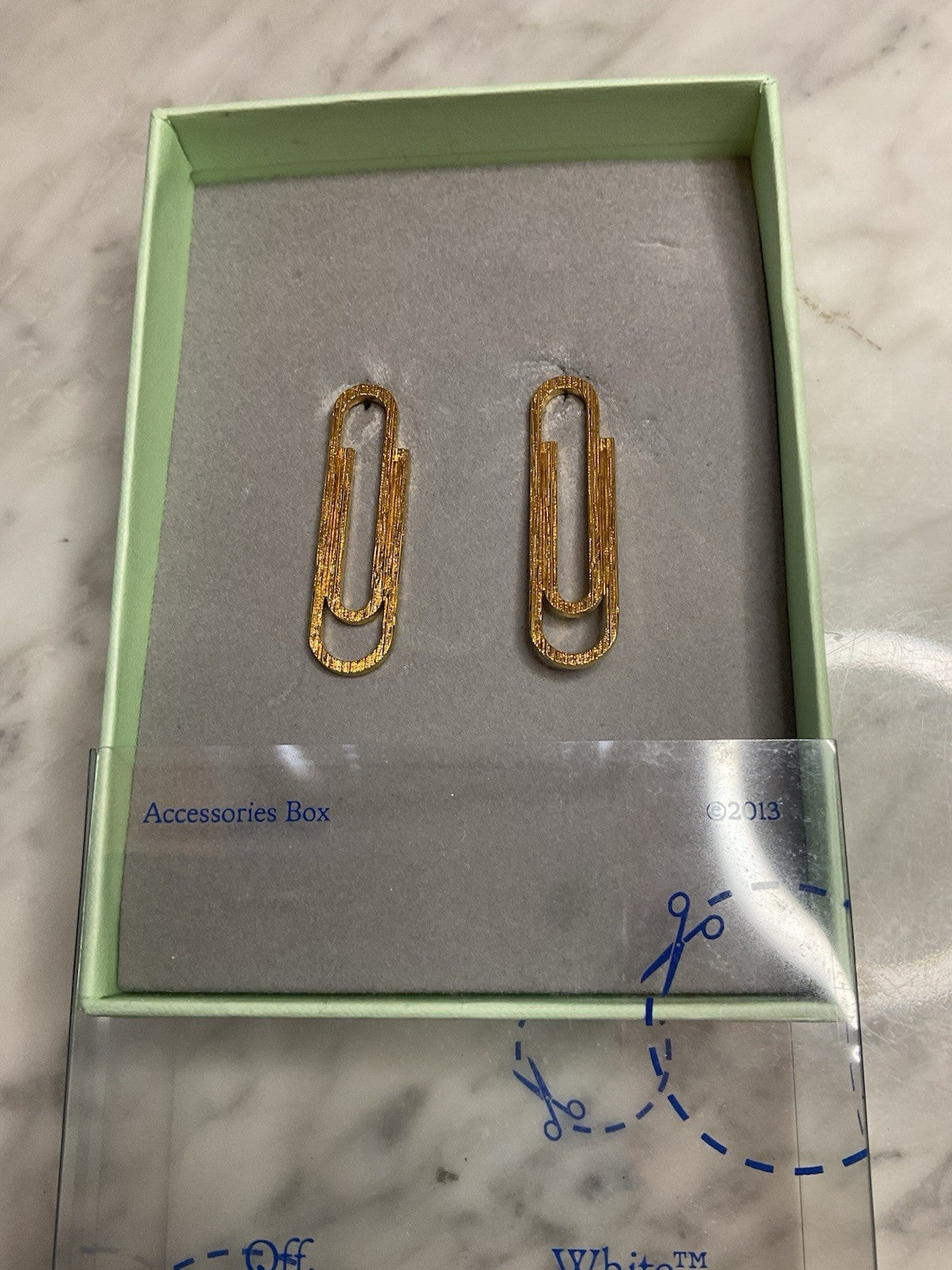 Off-White Double Paperclip Earrings Gold Tone, Brand New Never Been Worn, 100%3