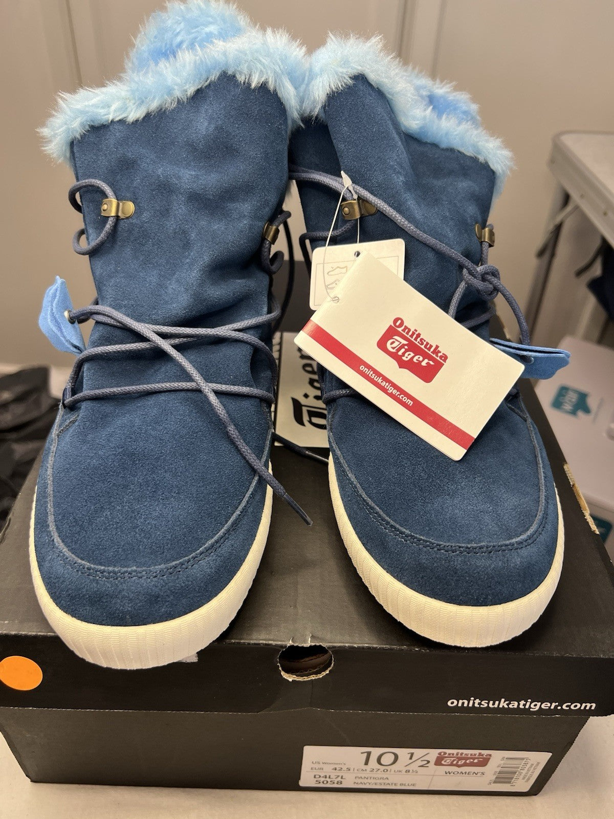 Onitsuka Tiger Low Boots Pantigra estate blue UK 10 faux fur1