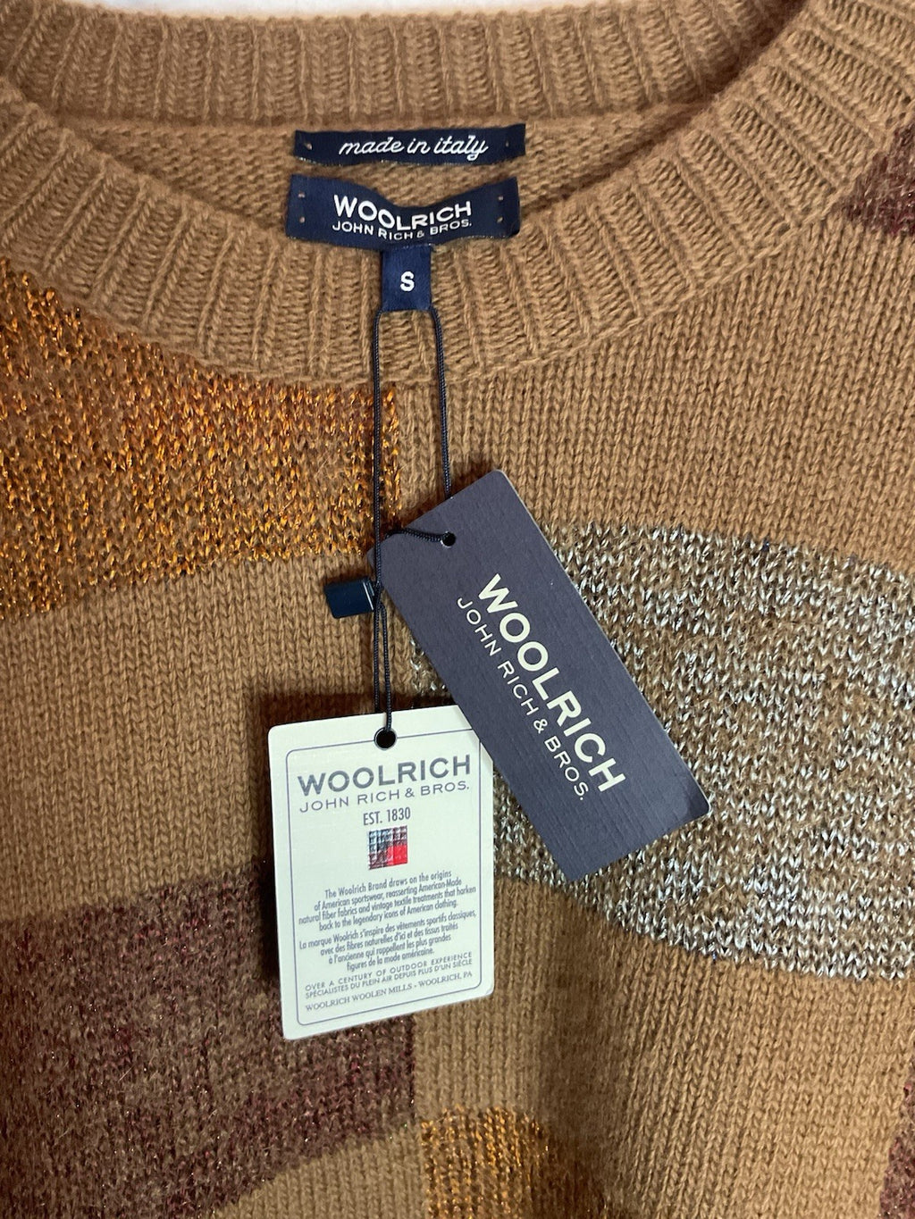 WoolRich Jump Men’s W S Intarsia Knit Size S Bnwt3
