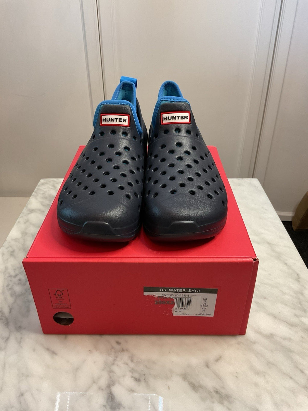 Hunter BK Water Shoes Navy/poolhouse Blue Kids Uk13 Bnib With Removable Sock1
