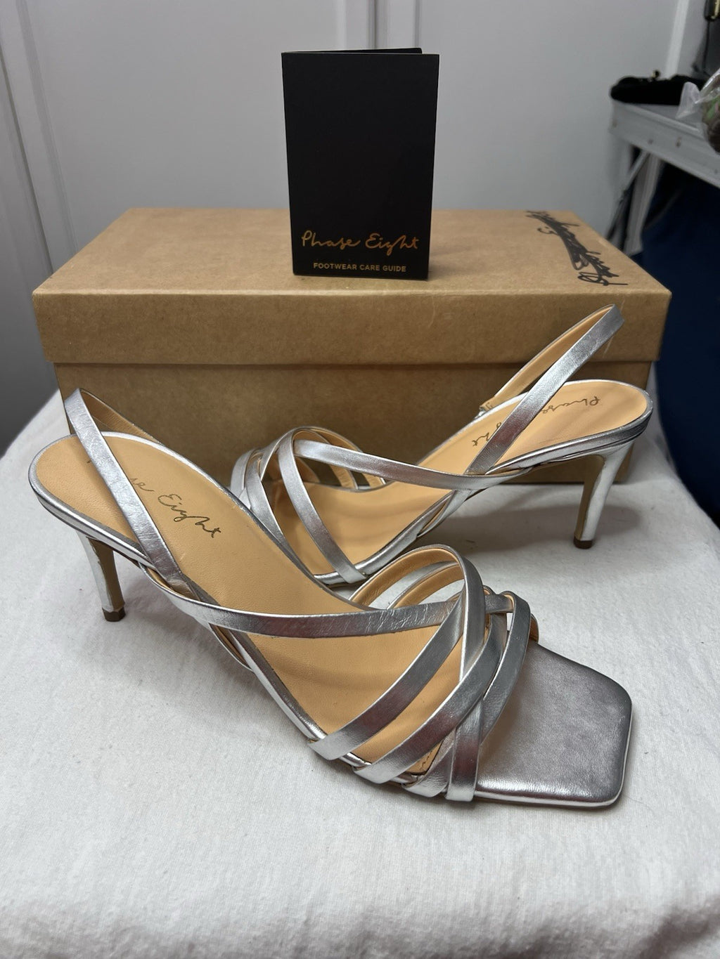 Phase Eight Women's Silver Sling Back Sandals Uk 7 Brand New In A Box.0