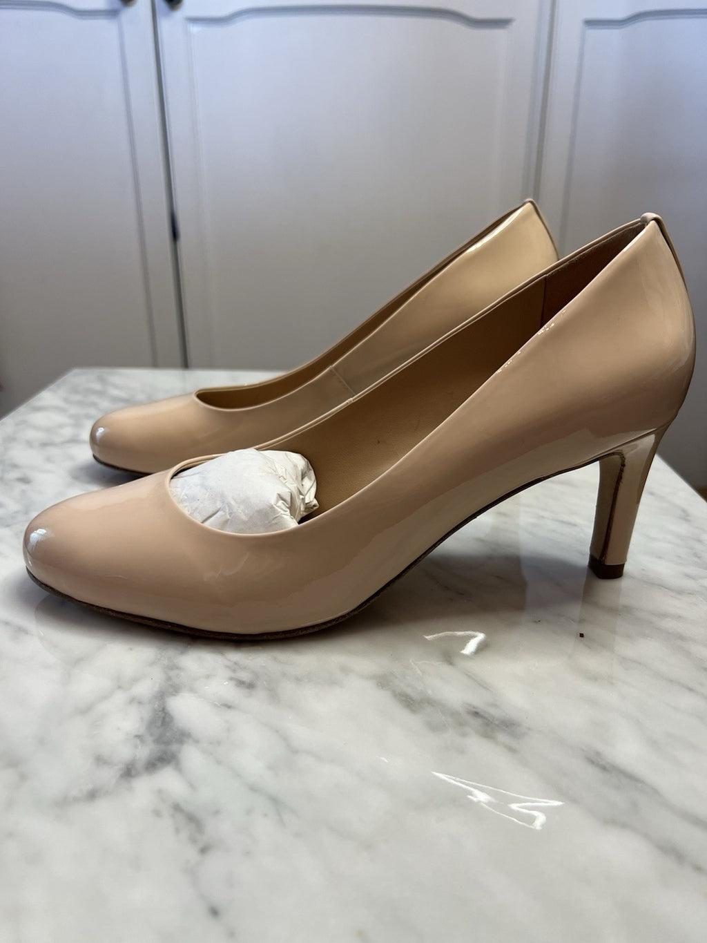 Hobbs London Women's Lizzie Court Shoes Nude Patent Leather Size UK 5  Rrp £1390