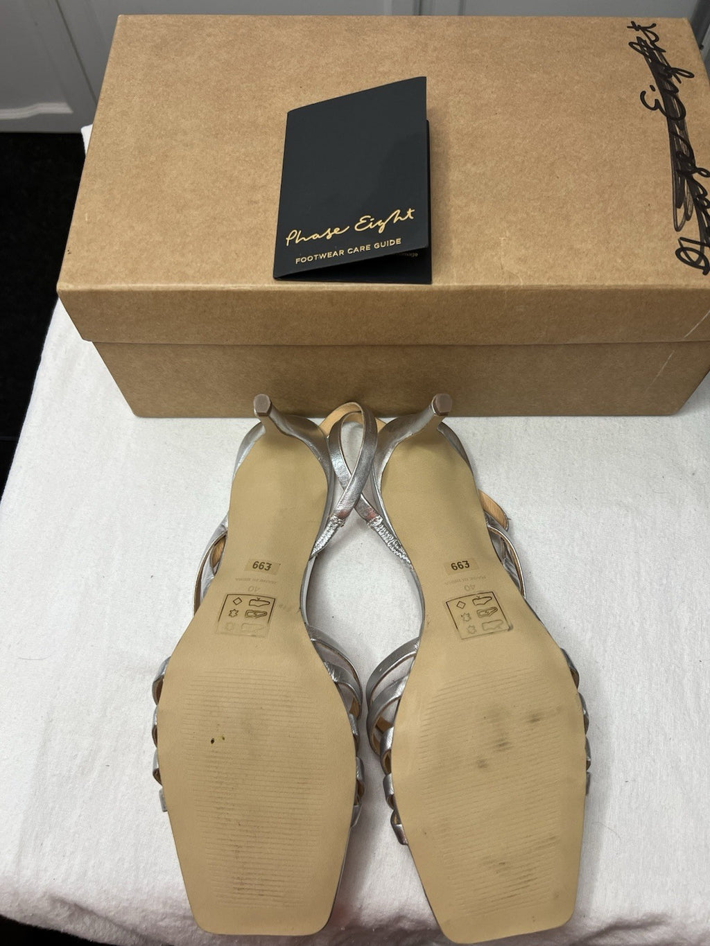 Phase Eight Women's Silver Sling Back Sandals Uk 7 Brand New In A Box.4