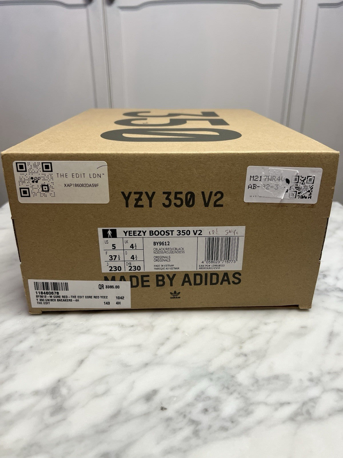 Adidas Yeezy Boost 350 V2 Core Black Red Stripe BY9612 Uk 4.5 Bnib Authentic6