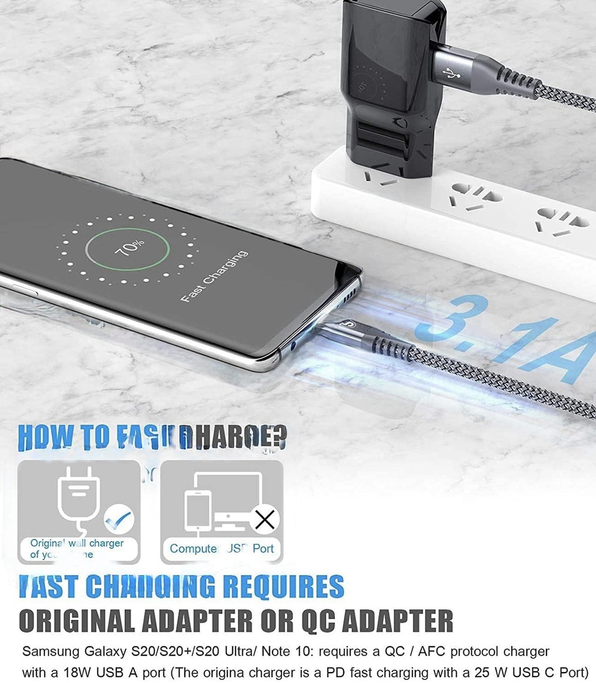 Avibrex 2-Pack 2M Braided Tangle Free Fast Charging Cable USB-A To USB-C1