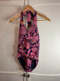 BODEN Levanzo Ruched Halter Swimsuit Navy Paisley Terrace UK 6 R RRP £75 bnwt0