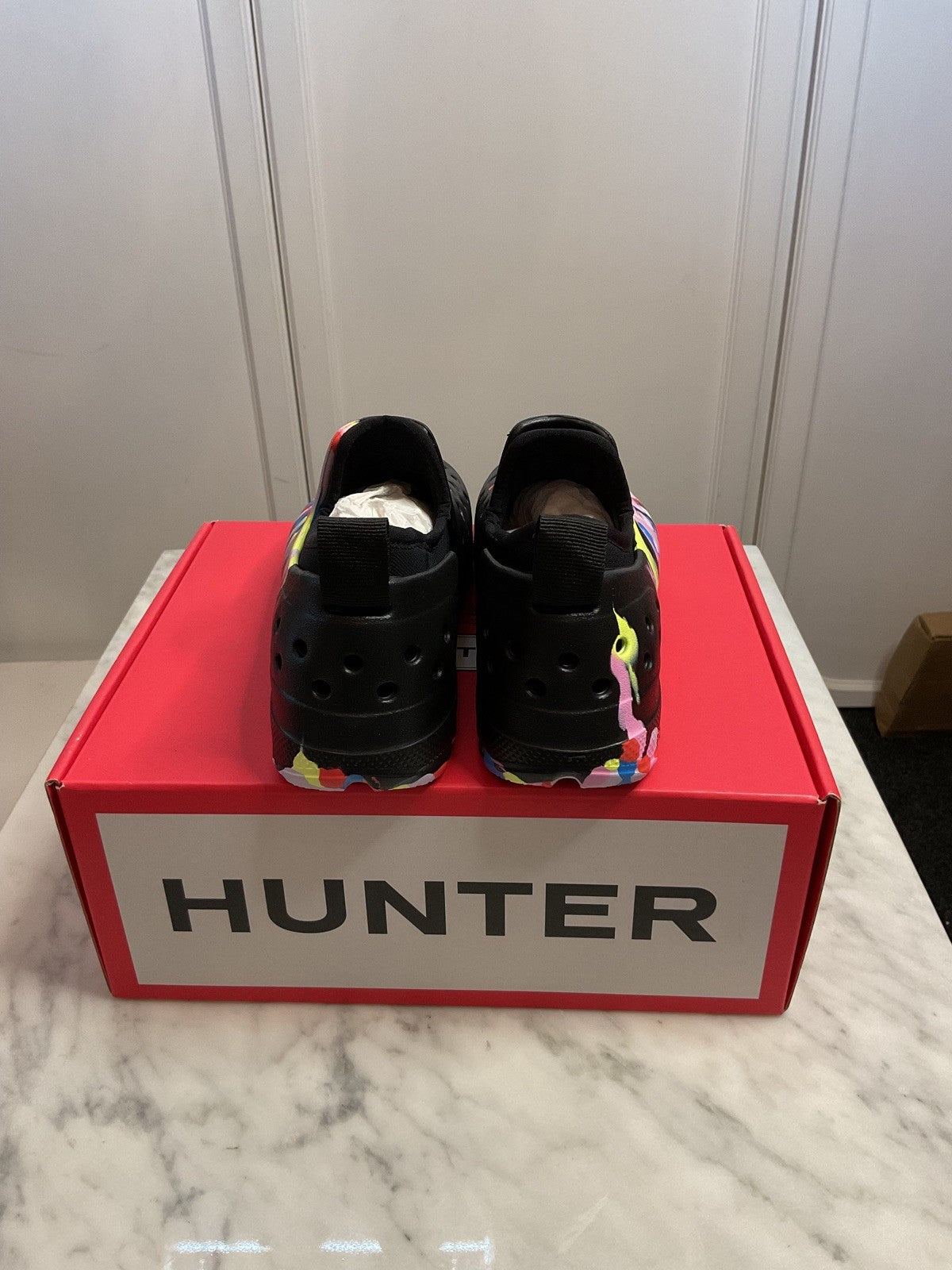Hunter Kids Water Shoes Marble Effect, Size UK11, Removable Lining Socks New4