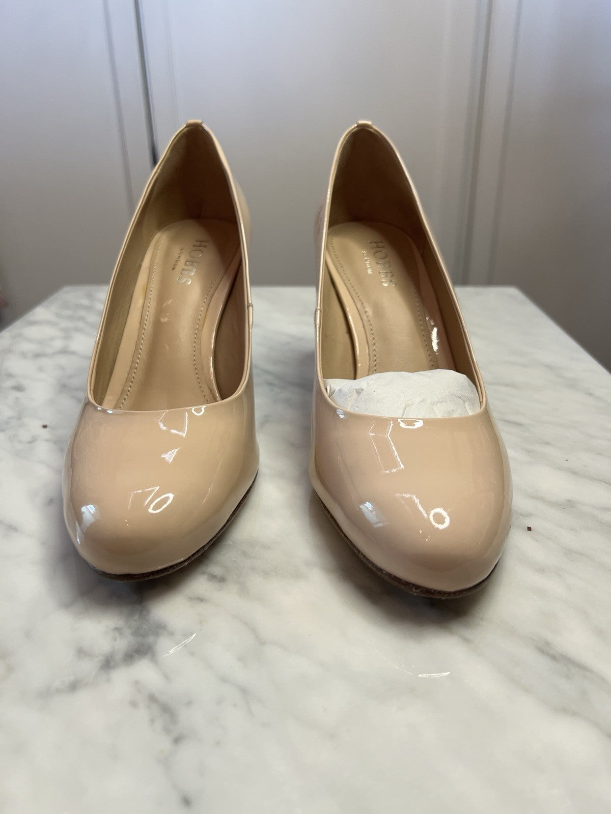 Hobbs London Women's Lizzie Court Shoes Nude Patent Leather Size UK 5  Rrp £1391