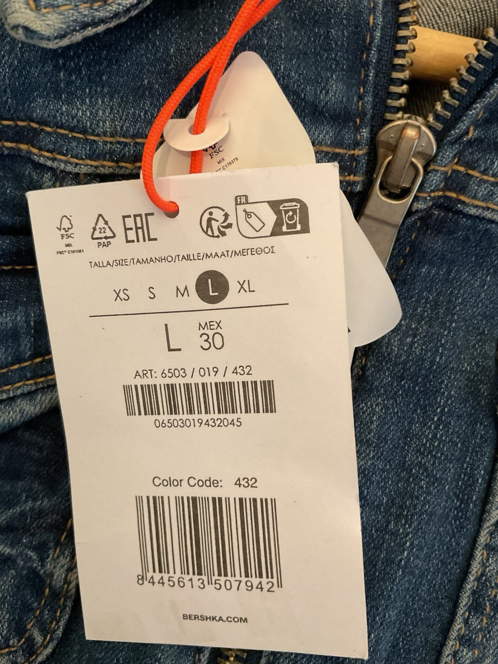 BERSHKA Womens designer Denim Jacket/Coat Size L euro, bnwt lovely jacket.4