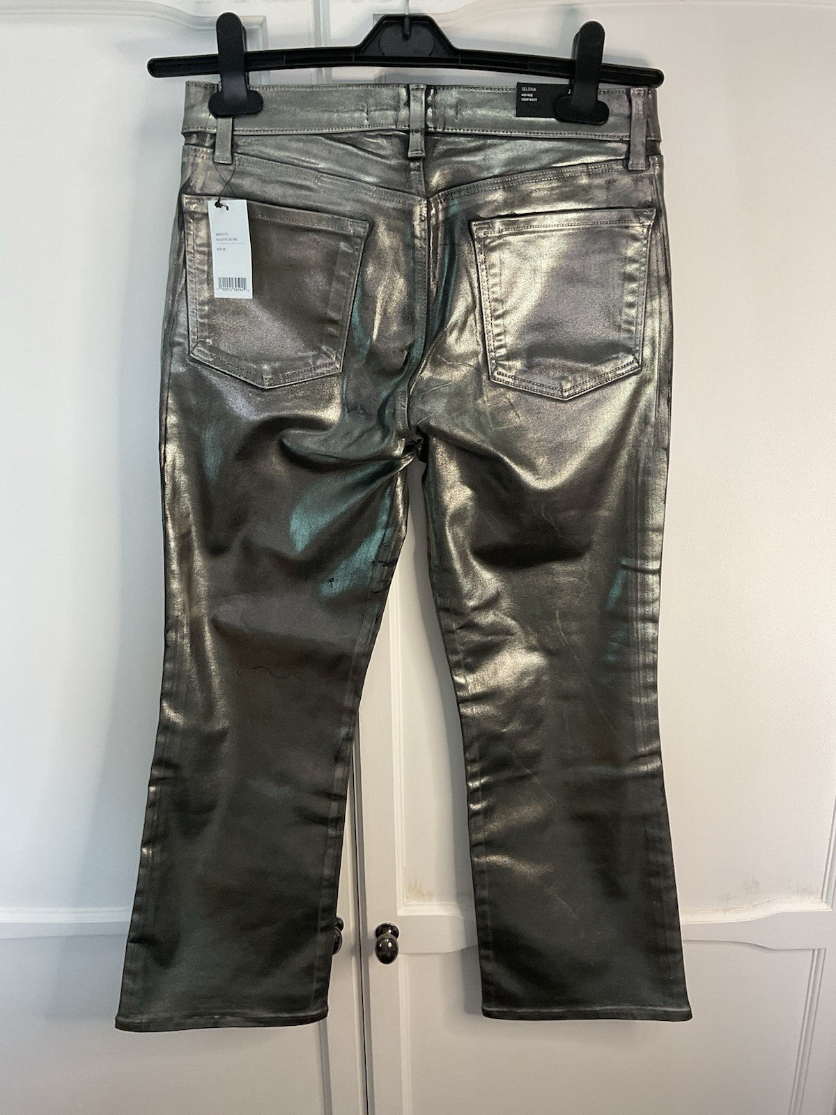 J Brand Mid Rise Crop Boot Galactic Silver Womens Selena Jeans Size 28” RRP £2201