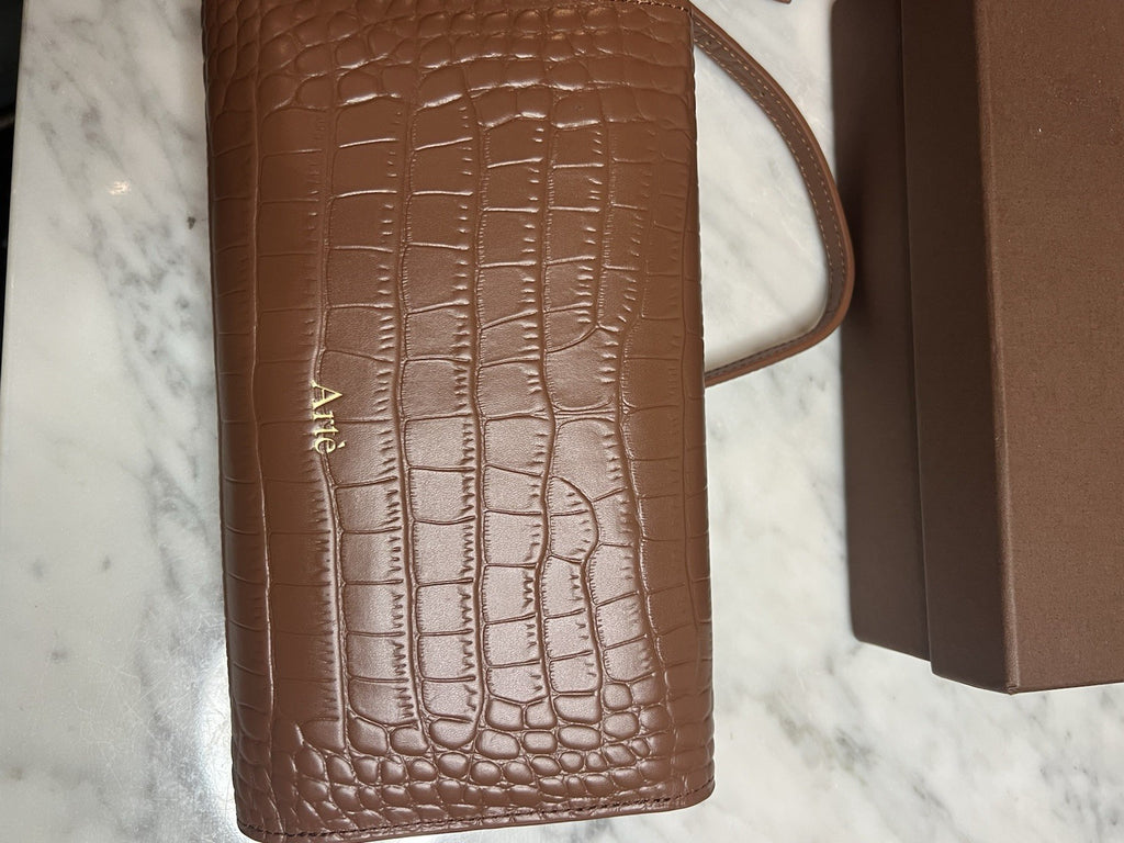 Arte Brown Leather Multrees Croc Effect Chain Purse & Wallet Brand New Boxed7