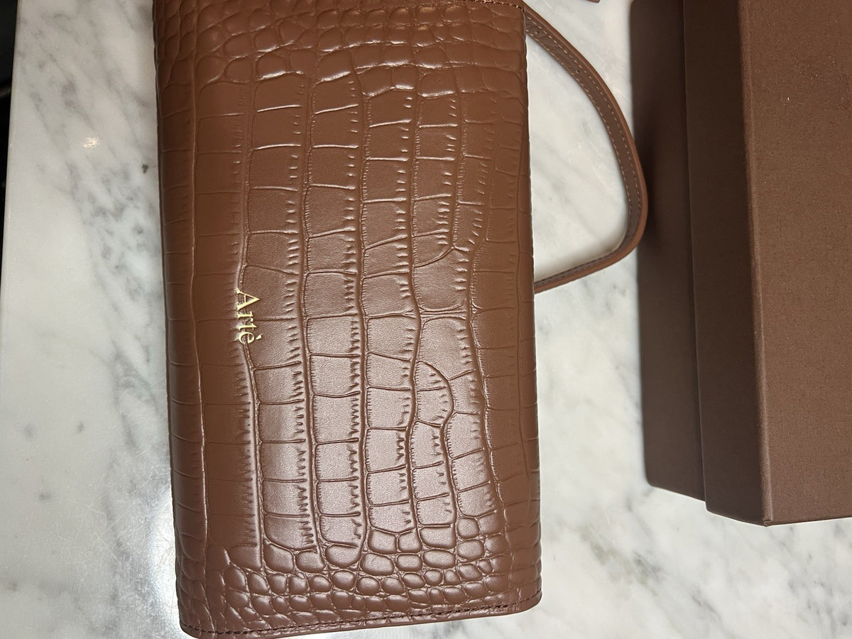 Arte Brown Leather Multrees Croc Effect Chain Purse & Wallet Brand New Boxed7