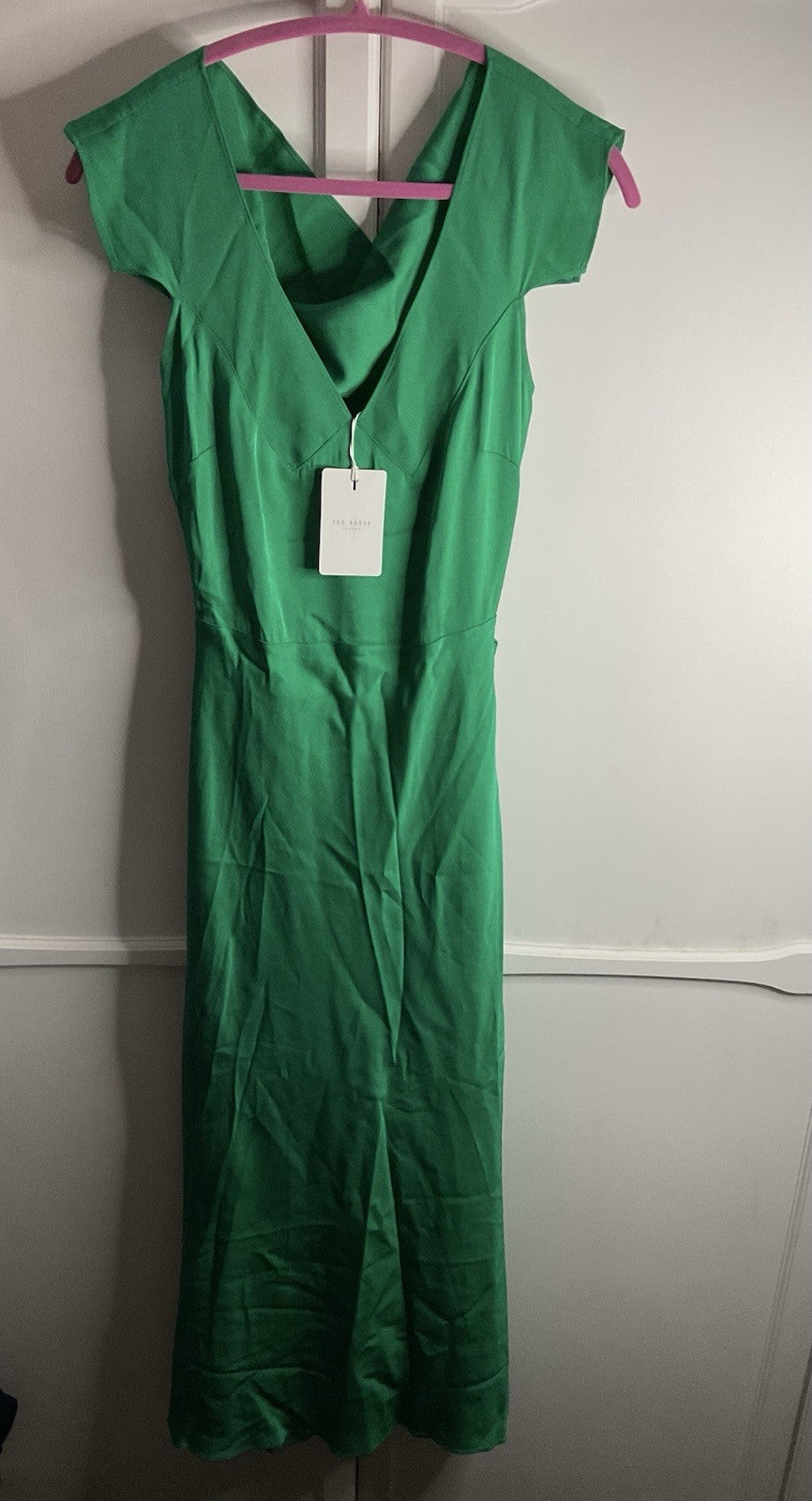 Ted Baker Women's Noemi V-Neck Bias Cut Midi Dress Green Size 1 Bnwt Rrp £2251