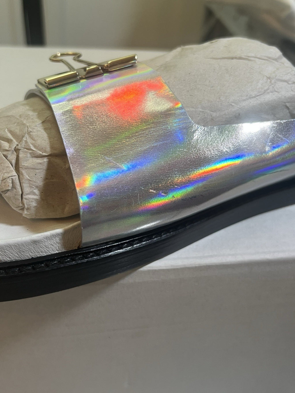 Off-White Bulldog Silver Sliders VGC In Box Please See Pictures And Description11